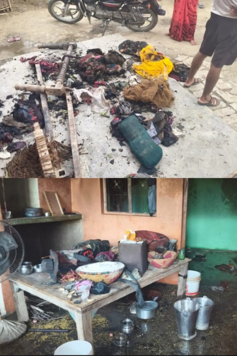 सीतापुर: दो मंजिला मकान में लगी भीषण आग, 22 हजार की नकदी सहित लाखों का सामान जलकर राख