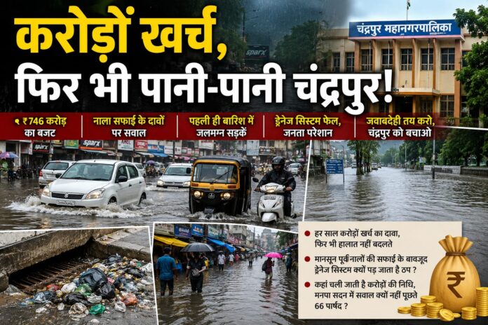Questions raised on Chandrapur Municipal Corporation: Despite a budget of crores, why do the city roads get submerged every monsoon?