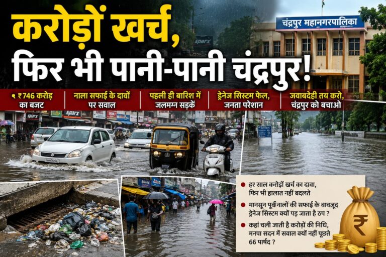 Questions raised on Chandrapur Municipal Corporation: Despite a budget of crores, why do the city roads get submerged every monsoon?